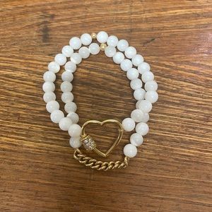 Tova Malibu bracelet stack and 14k gold filled curb chain and heart